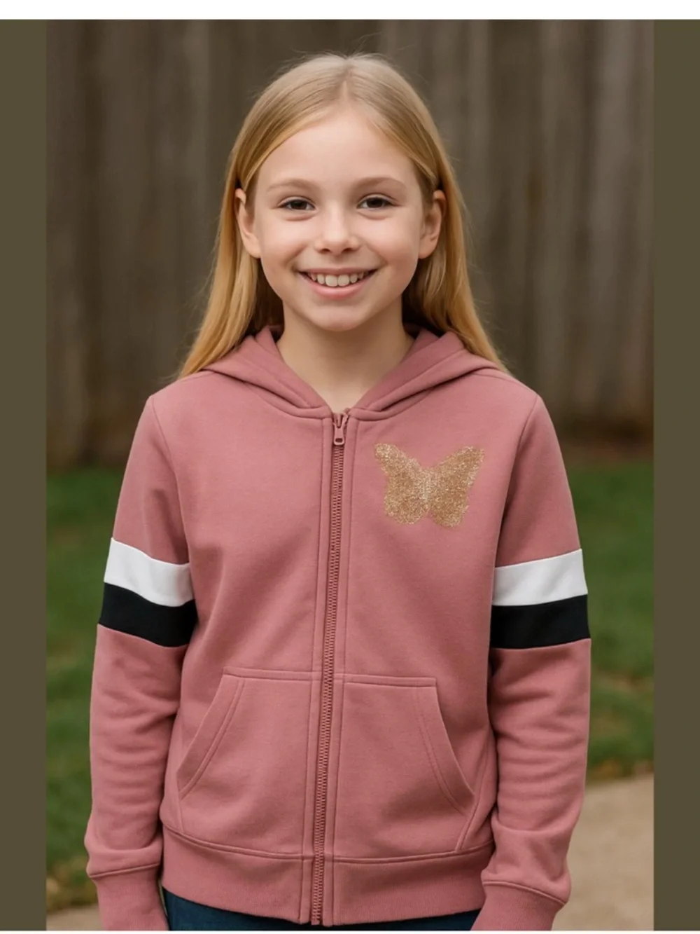 The Children's Place Dusty Rose Hoodie with Gold Butterfly
